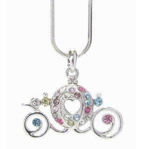 White gold plated Cinderella's Crystal Studded Carriage